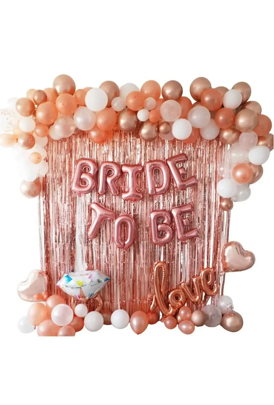 Rose Gold Bridal Shower Decorations 75 pcs. NIP love bride to be engaged balloon